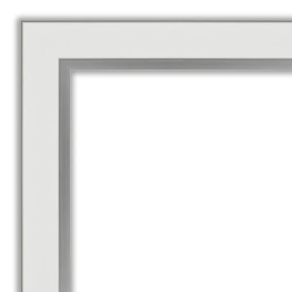 Amanti Art Medium Rectangle Satin White Silver Casual Mirror (35.12 in. H x 45.12 in. W)