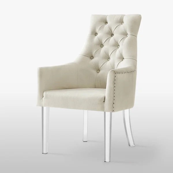 Inspired Home Dining Chair Acrylic Legs Cream White, Linen