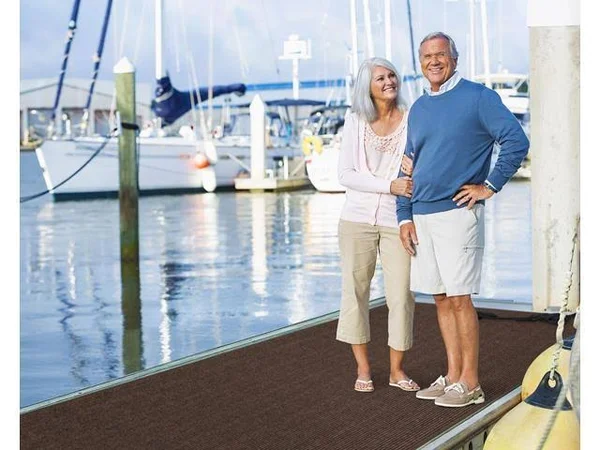 Indoor/Outdoor Double-Ribbed Carpet Runner with Skid-Resistant Rubber Backing - Bittersweet Brown - 4' x 25'