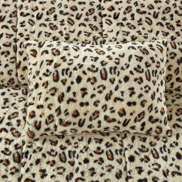 Madison Park Zuri Faux Fur Comforter Set - Cheetah - King