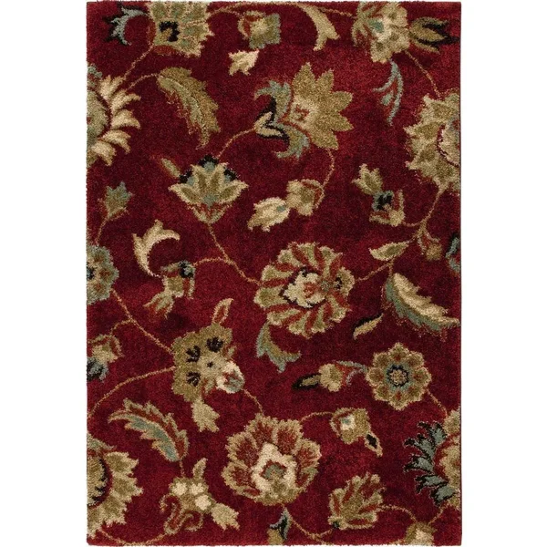 Carolina Weavers Grand Comfort Collection Floral Tendon Shag Area Rug - Beige