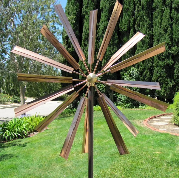 Stanwood Wind Sculpture Kinetic Copper Wind Sculpture, Double Windmill Spinner