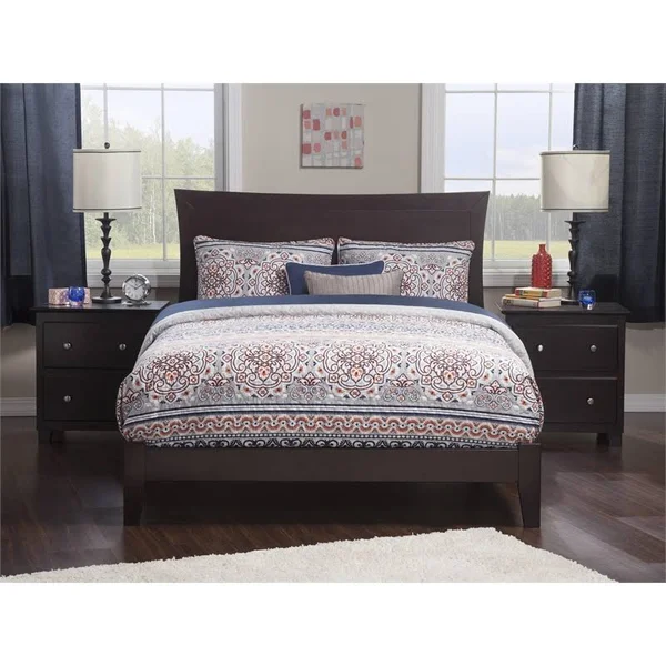 Atlantic Furniture Metro Espresso Bed with Open Foot Rail -Queen