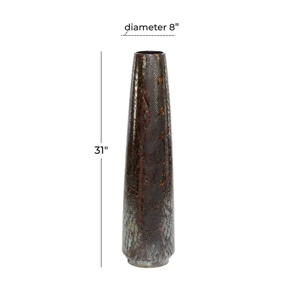 Silver Ceramic Contemporary Vase 31 x 8 x 8 - 8 x 8 x 31