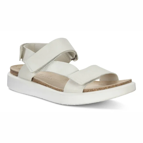 Ecco Corksphere Strap Sandal - White - Flat Sandals