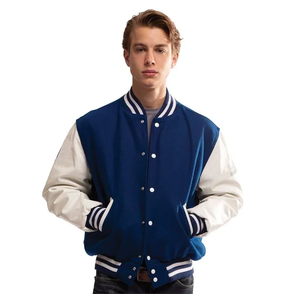 Holloway 224183 Varsity Jacket, Black-Black-White