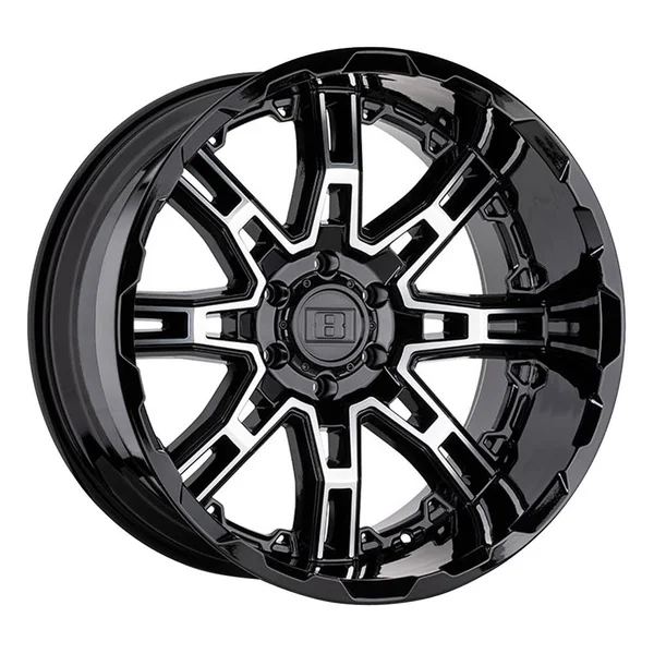 Level 8 Wheels - Slingshot Gloss Black w/ Machined Face Big x Factor Wheel Rim - 17x8.5 - Bolt Pattern: 6x5.5, 6x139.7, Offset