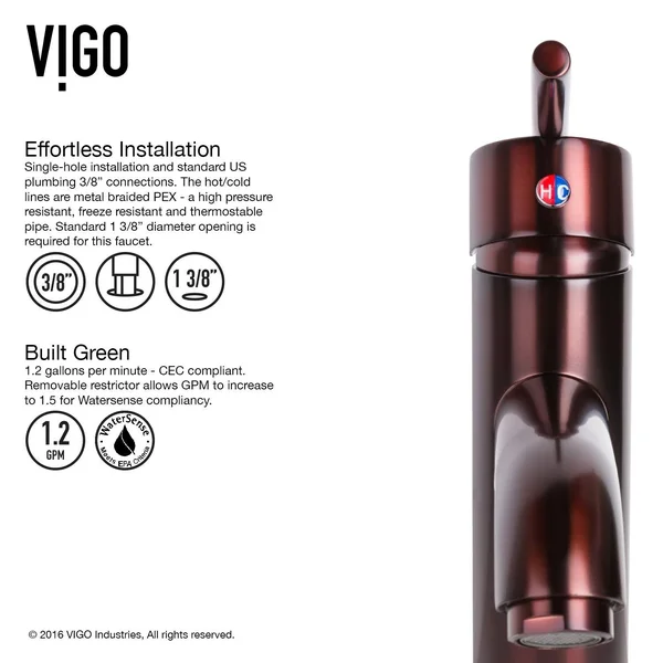 Vigo VG01038RB Setai Single Handle Bathroom Faucet, Oil Rubbed Bronze