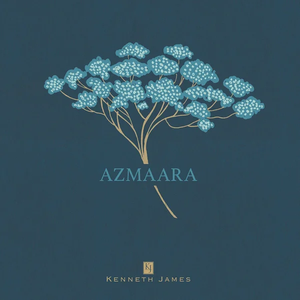 Kenneth James Azmaara Twill Damask Wallpaper, Blue