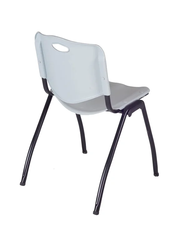 Cain 30x22 Round Breakroom Table- Beige & 4 &M& Stack Chairs- Grey