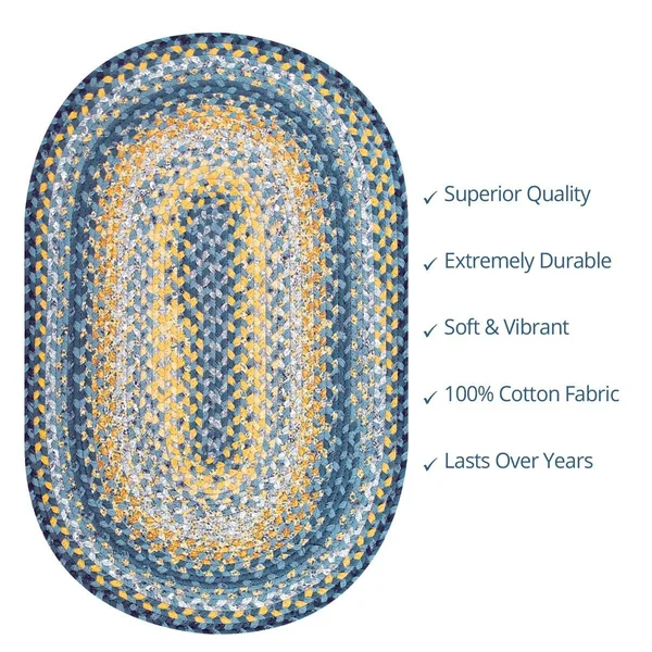 Homespice Decor Sunflowers Cotton Braided Rug 5& x 8& Rectangle