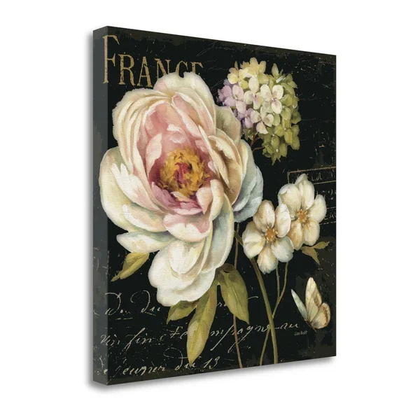 Tangletown Fine Art 25x22 x 25x22 Marche De Fleurs on Black Giclee Print on Gallery Wrap Canvas