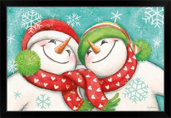 Let It Snow II Eyes Open, Black Framed Wall Art, 36x24, Great Big Canvas