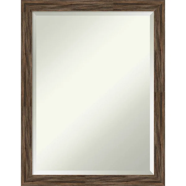 Amanti Art Regis Barnwood Mocha Narrow Frame Collection 20.62-in Matte Brown Rectangular Bathroom Mirror, DSW5247139