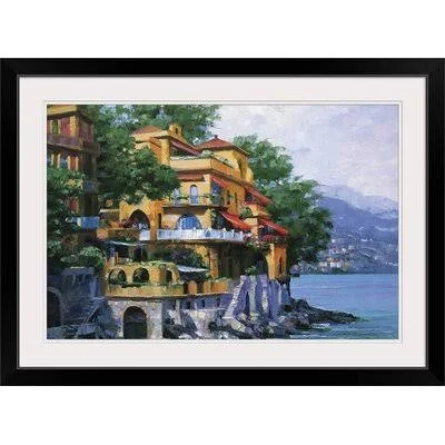 &Portofino Villa& Howard Behrens Painting Print Great Big Canvas Size: 28x22 H x 38x22 W x 1x22 D, Format: Black Framed