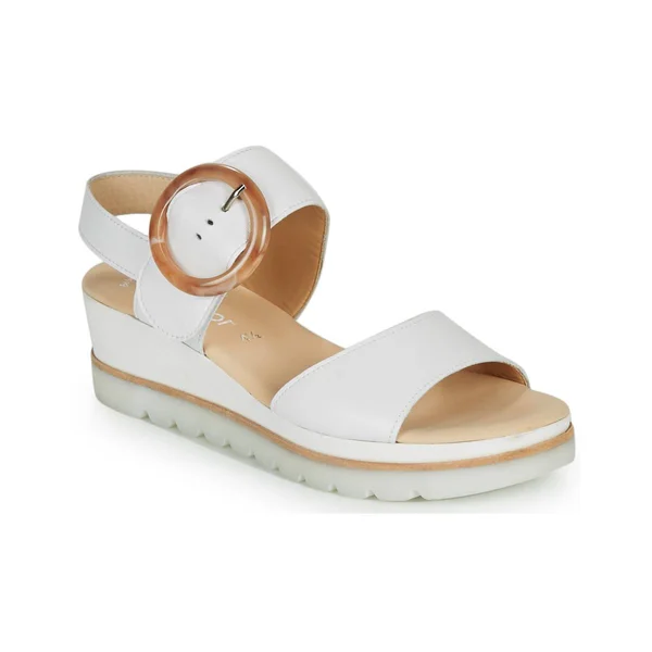 Gabor Women's Yeo Wedge Sandals with Buckle - White - US 09.5