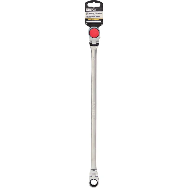 Klutch Extra-Long Spline Drive Flex Ratcheting Wrench - 17mm x 19mm