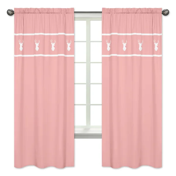 Sweet Jojo Designs Woodsy Coral, Mint and Grey Collection Window Panels, Set of 2