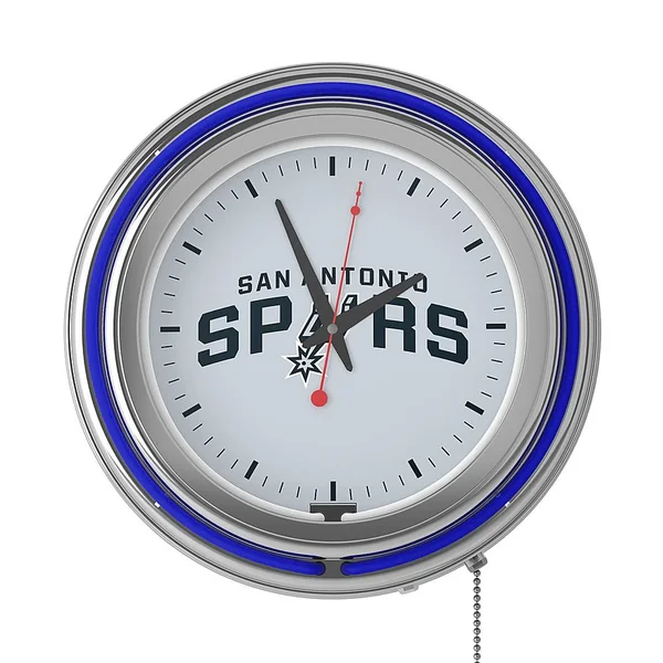 NBA Chrome Double Ring Neon Clock San Antonio Spurs