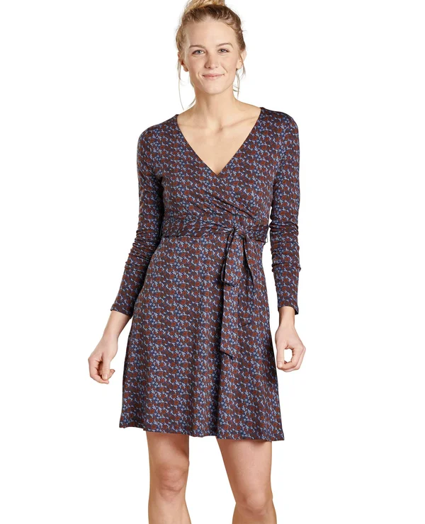 Toadu0026Co Cue Wrap Long Sleeve Women's Dress True Navy Floral : LG