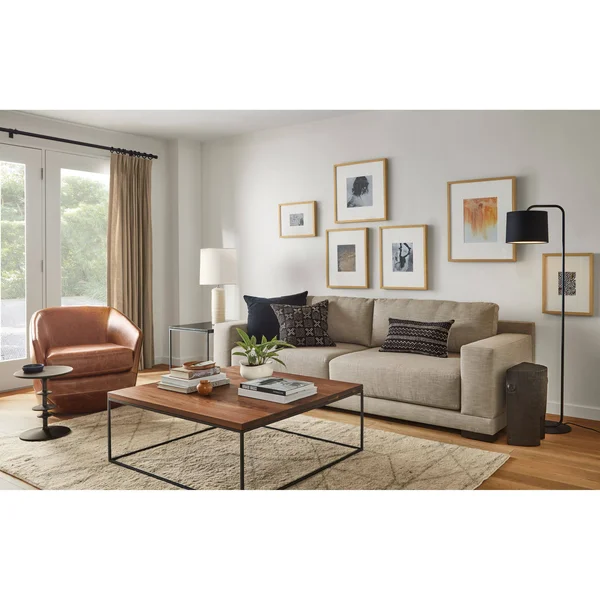 Room & Board - Modern Tyne 40W 40D 15H Square Coffee Table, Smoke Tempered Glass Top w/ White Base