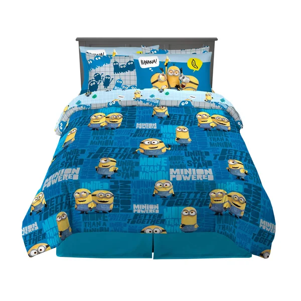 Franco Kids Bedding Super Soft Comforter and Sheet Set with Sham - 7 Piece Full size, Minions