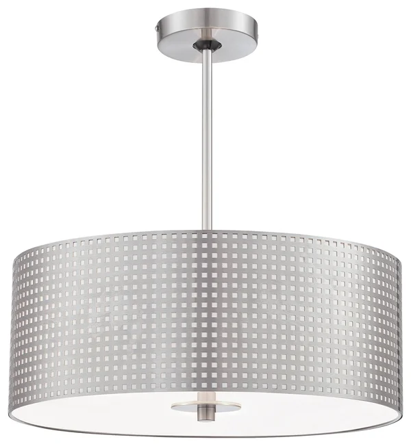 George Kovacs P5743-084 - Grid 3 Light Drum Pendant - Brushed Nickel
