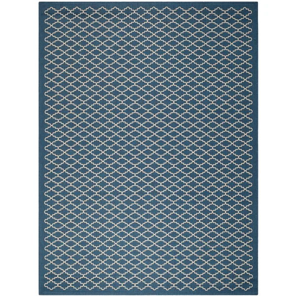 Safavieh Courtyard Navy Indoor Outdoor Rug - 5&3x22 x 7&7x22