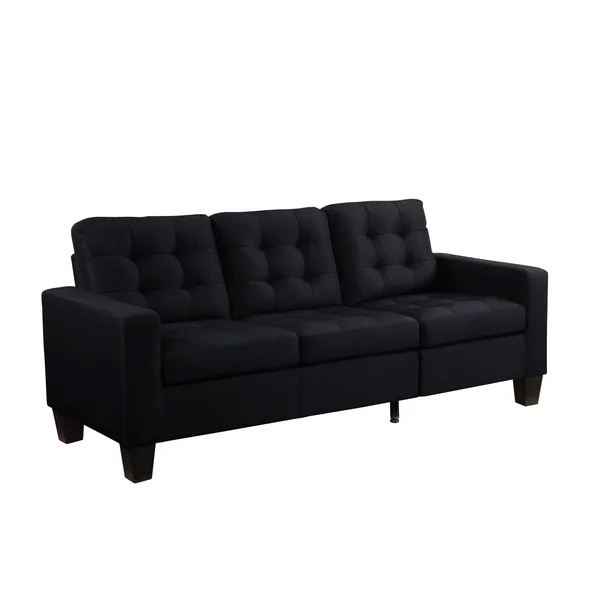 Earsom Sofa & Ottoman - Black Linen