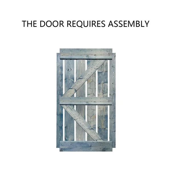 CALHOME K Series 30 in. x 84 in. Solid Jungle Green Stained Pine Wood Interior Sliding Barn Door with Hardware Kit