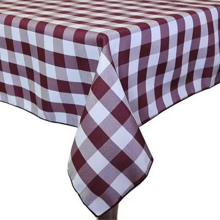 Ultimate Textile 60 x 120-Inch Rectangular Polyester Checkered Tablecloth - Red