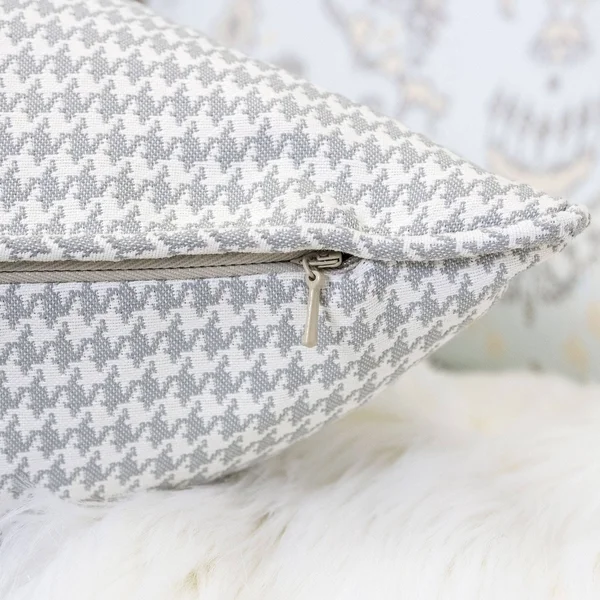 Modern Blue Houndstooth Woven Accent Pillow