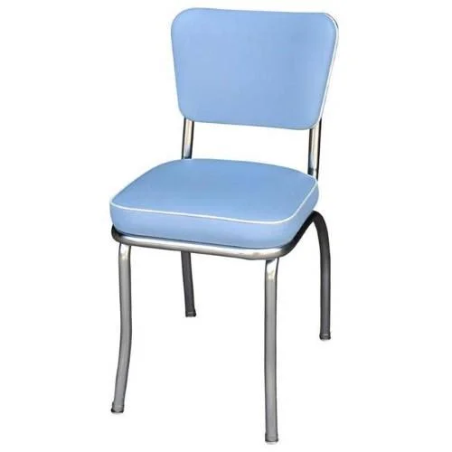 Richardson Seating Corp 4210bbl 4210 Diner Chair -Bristol Blue- with 2 in. Box Seat - Chrome - Bristol Blue - Silver