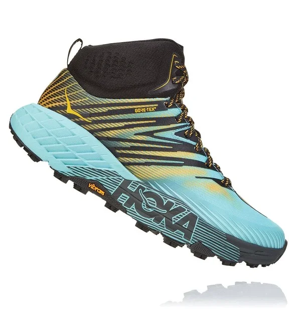 Hoka One One Women's Speedgoat Mid 2 GTX - 6 - Antigua Sand - Golden Rod