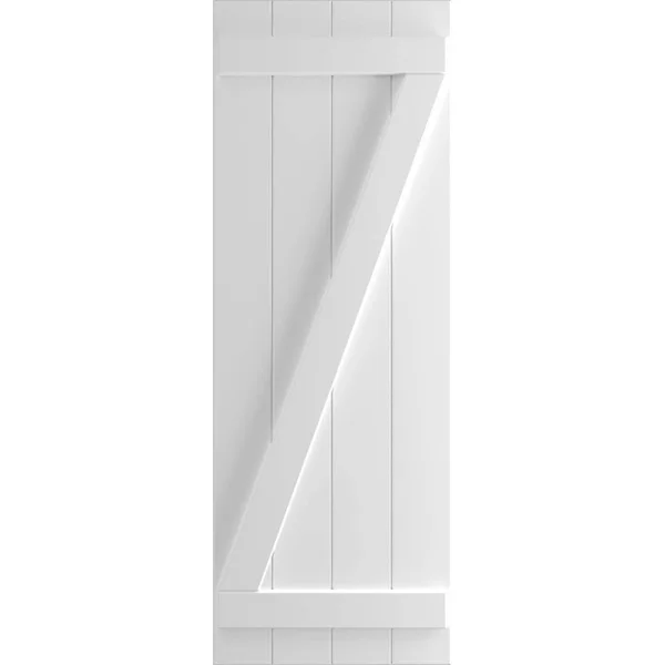 Ekena Millwork 21-1/2x22 x 38x22 True Fit PVC Four Board Joined Board and Batten Shutters w/Z-Bar - White (Per Pair)
