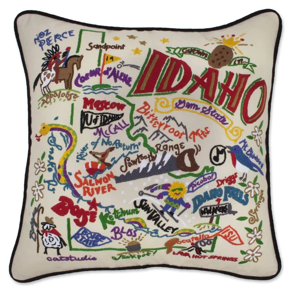 Catstudio Hand-Embroidered Pillow - Idaho