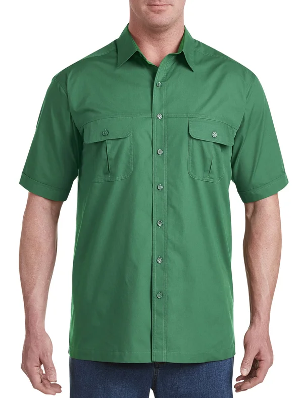 Big & Tall Harbor Bay Short-Sleeve Co-Pilot Sport Shirt - Green - Size 4X, Men's