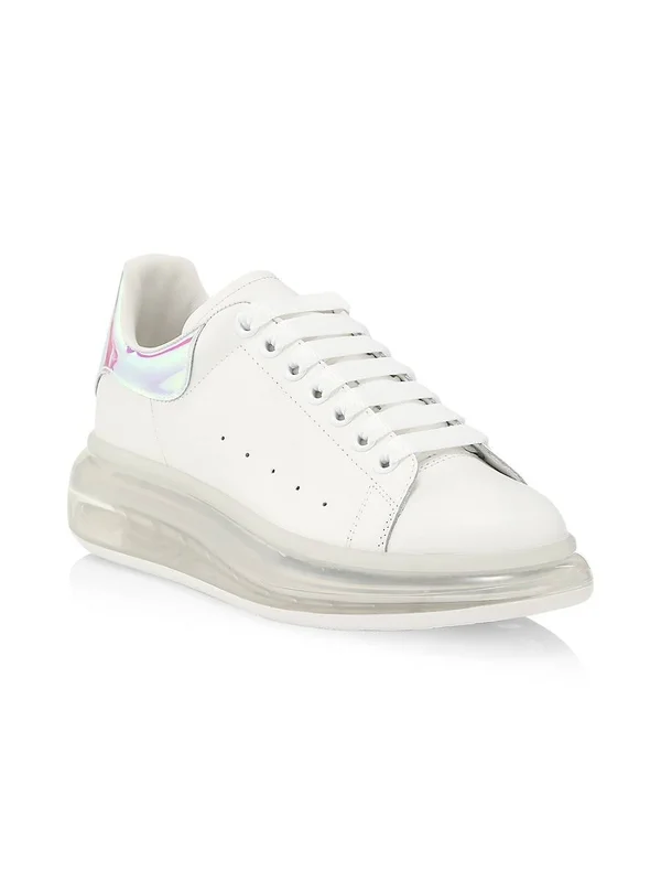 Alexander McQueen Men's Men's Oversized Gel Sole Leather Platform Sneakers - White Multi - Size 12.5