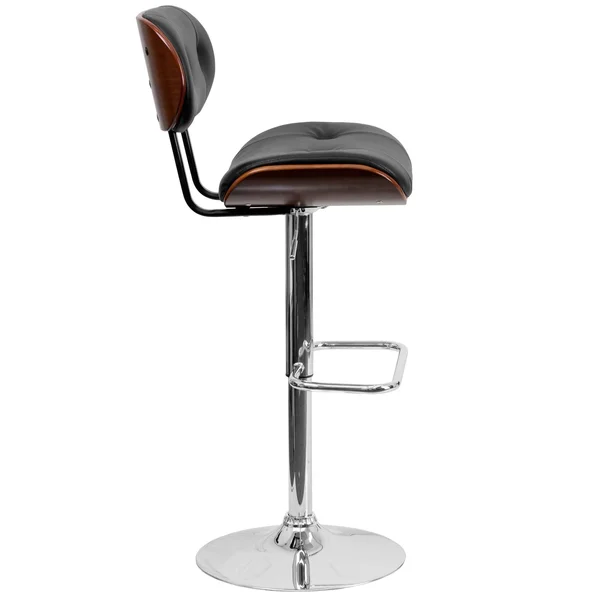 Flash Furniture Adjustable Bentwood Bar Stool, Black/Walnut