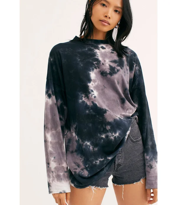 Free People Be Free Tie Dye Long Sleeve Tee - Xs