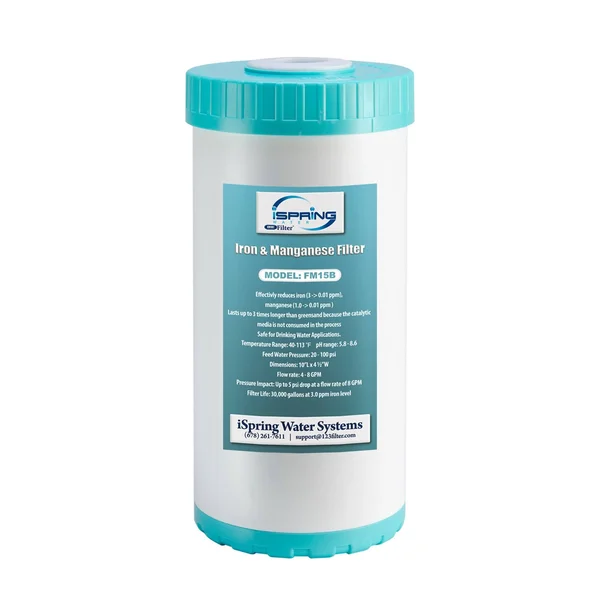 iSpring FM15B Iron and Manganese Reducing Water Filter - Replacement Cartridge for WGB21BM, 10x22x 4.5x22 Big Blue - White