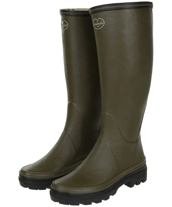 Le Chameau Giverny Jersey Lined Wellington Boots - Vert Chameau