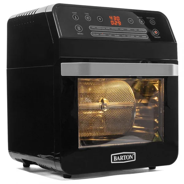 Barton Premium 1600W Electric Air Fryer Oven Cooker 16-Function Menu Setting LCD Display Black 99931W