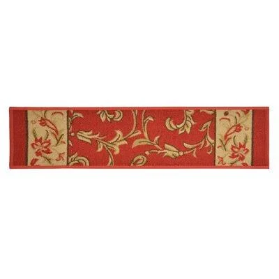 Veronica Floral Red Stair Tread Winston Porter Tread Size: Rectangle 3& x 20&