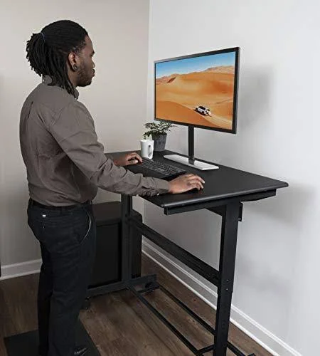 Stand Up Desk Store Rolling Adjustable Height Standing Desk Computer Workstation (Black, 48x22 wide)