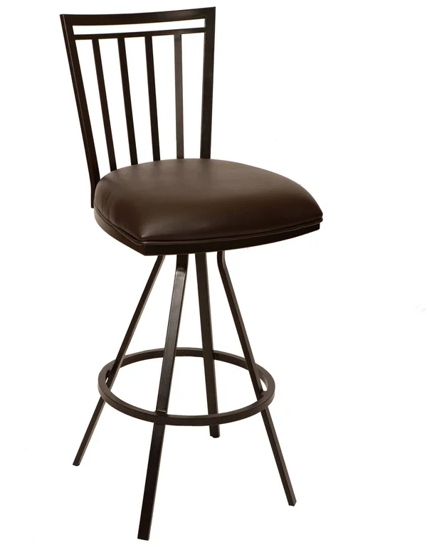 Armen Living Aidan Faux Leather Metal Swivel Counter Stool, Coffee