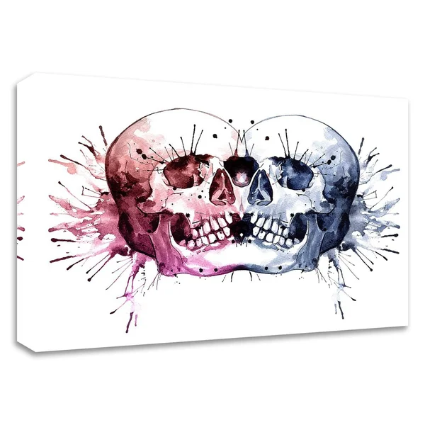24x22 x 36x22 Conjoined Skull by Sam Nagel Print on Canvas