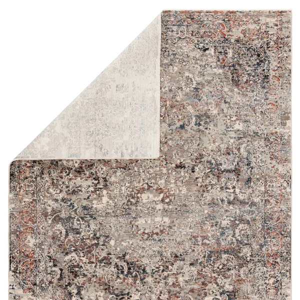 Meena Medallion Gray/ Rust Area Rug - 6'x9'