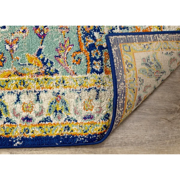 Brighton Blue Beige Multicolour Traditional Rug by Kalora