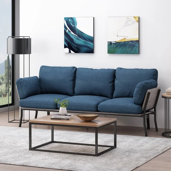 Christopher Knight Home Abigail Mid-Century Modern 3 Seater Wood Frame Sofa, Charcoal, Gray, Black